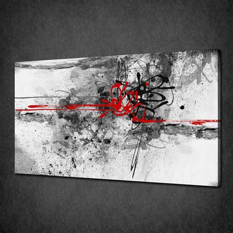 Abstract Black Red Paint Splash Modern Canvas Print Picture Wall Art