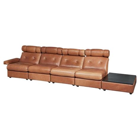 1970s Modular Leather Sofa In Cognac Leather For Sale At 1stdibs