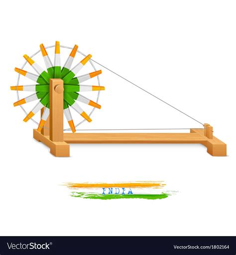 illustration of tricolor charkha (spinning wheel) on India background