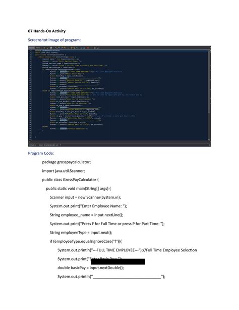 07handson Activity Gross Pay Calculator Java Control Stuctures 07