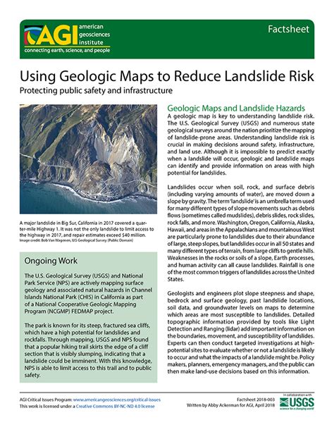 Using Geologic Maps To Reduce Landslide Risk American Geosciences