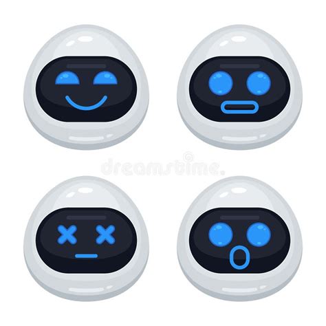 Emoticon Happy Emoji Robot Head Smiley Emotion Stock Vector