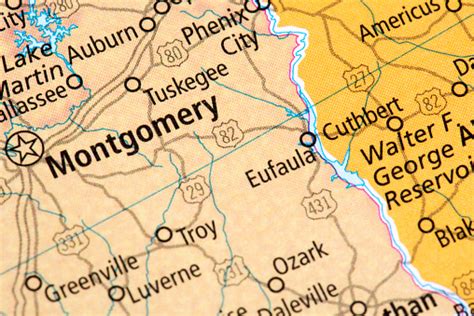 Mappa Di Montgomery Alabama Stato In Usa Fotografie Stock E Altre