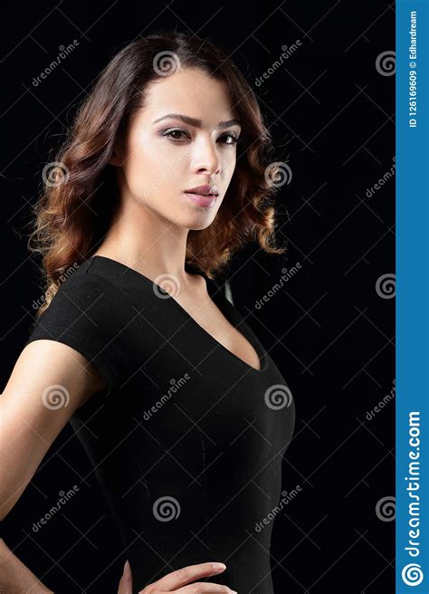 Beautiful And Attractive Model In Black Dress Stock Image Image Of