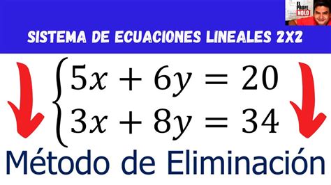 Sistema De Ecuaciones Lineales 2x2 Método De Eliminación El Profe