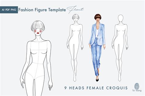 Female Fashion Croquis Template Runway Pose Ec