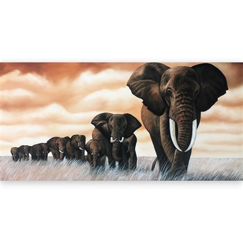 Large Elephant Wall Art Painting For Sale L Royal Thai Art