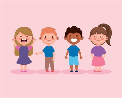 Group Of Little Kids Characters 12580673 Vector Art At Vecteezy