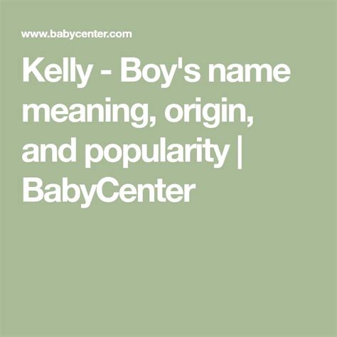 Kelly Boys Name Meaning Origin And Popularity Babycenter Boy