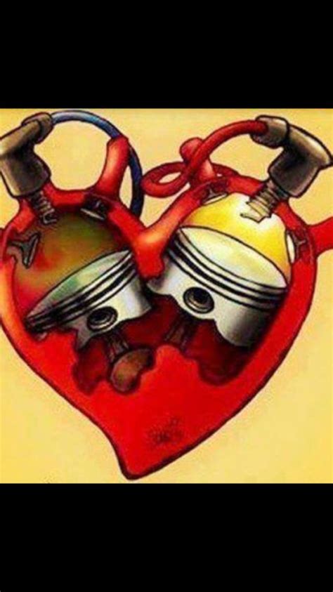 A Heart With Two Engines Attached To It And The Words Love Is In The Air