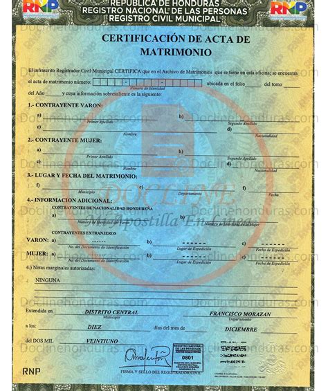 Certificacion Acta De Matrimonio