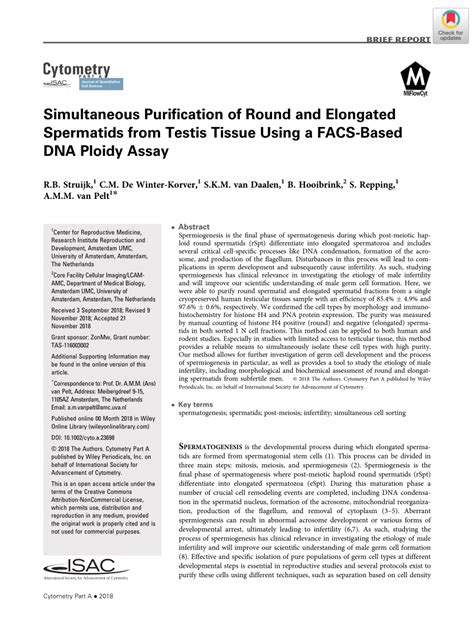 Pdf Simultaneous Purification Of Round And Elongated Spermatids From