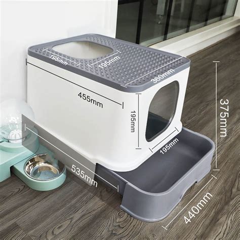 Cat Litter Box Fully Enclosed Kitty Toilet Sifting Tray Odor Control