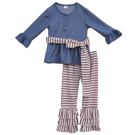 Check spelling or type a new query. New Navy Blue Tops Striped Ruffle Pants Kids Cotton ...