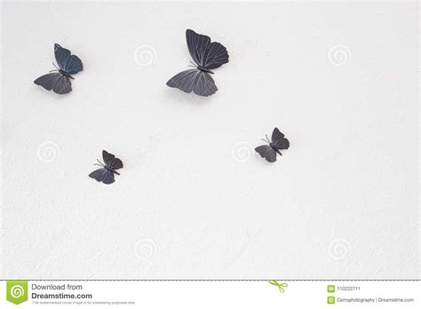 Butterfly Group Background Texture White Wall Stock Image