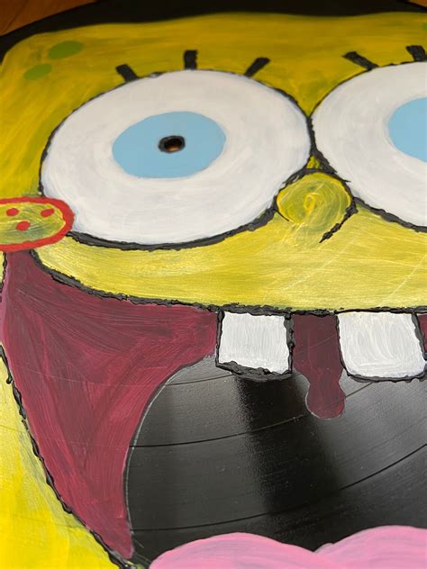 Painted Record Spongebob Squarepants Vinyl Painting Record Etsy