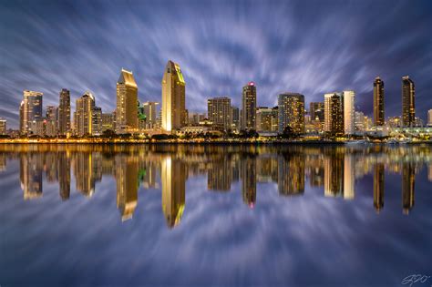 The San Diego Skyline Reflection San Diego California Jared Weber