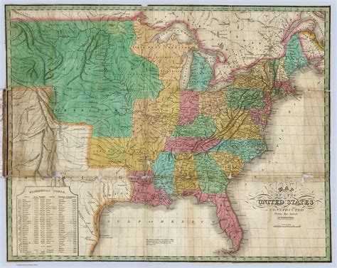 1830 Finley Map Of The United States Vintage Wall Art Historical