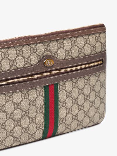 Gucci Brown Ophidia Gg Supreme Leather Pouch Browns