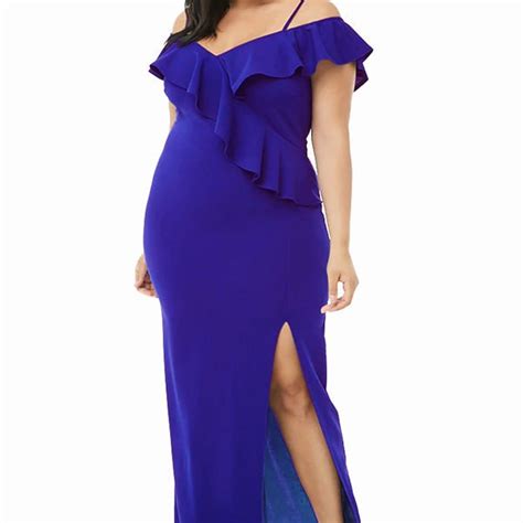 Plus Size Ruffle Dress With Off The Shoulder Design
