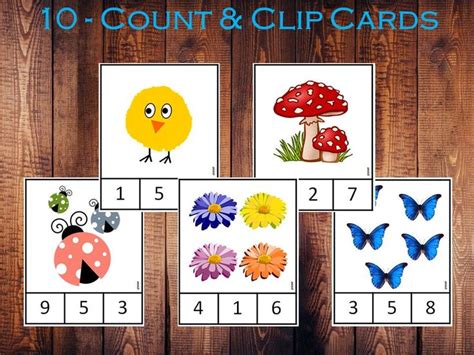 Counting Clip Cards 1 10 Printable Number Flashcards Etsy India