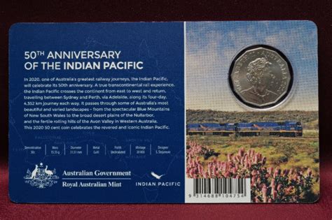 2020 Indian Pacific 50th Anniversary Coloured 50c Coinjam