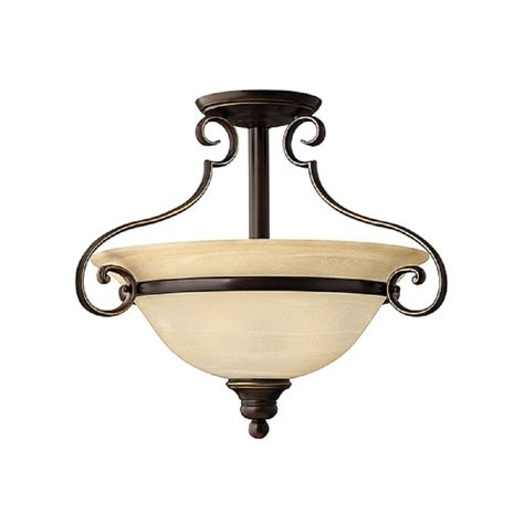 Low Ceiling Uplighter Light In Alabaster Glass And Antique Bronze