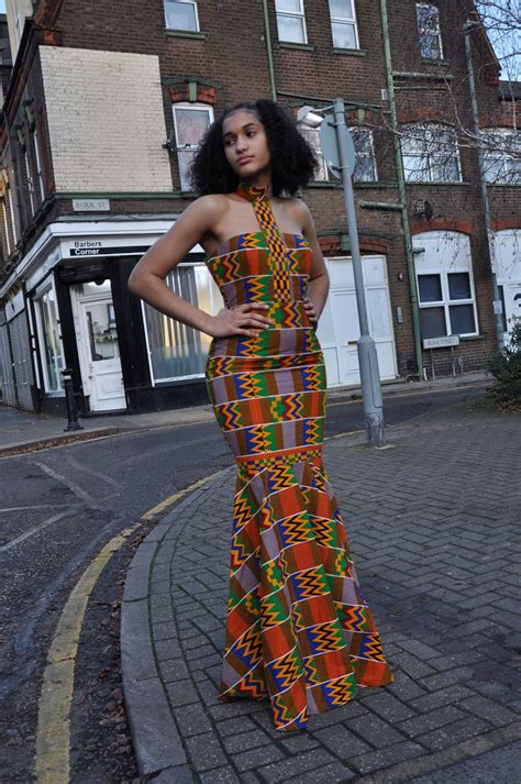 Kente African Print Fusion Silhouette Dress African Clothing Store Jt Aphrique