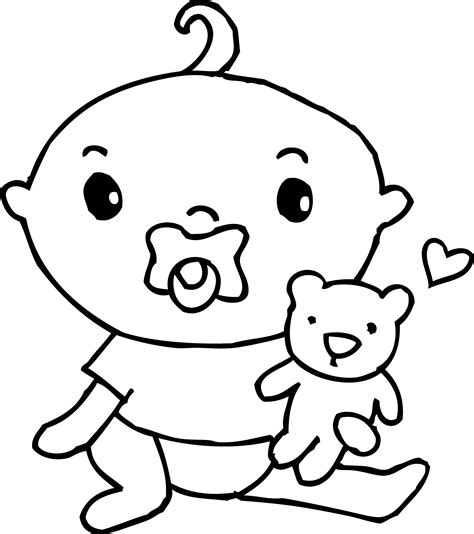 Cute Baby Boy Coloring Page Free Clip Art