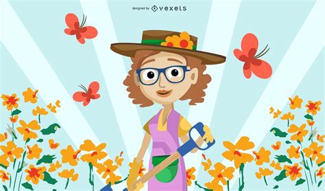 Woman Gardening Illustration Vector Download