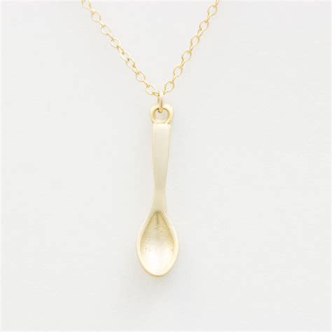 3d Golden Spoon Necklace 18k Gold Spoon Charm Necklace Mei Elizabeth