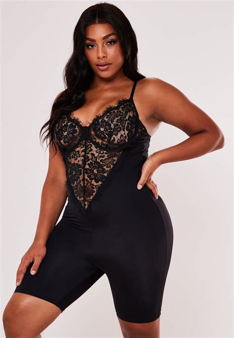 Plus Size Black Lace Lingerie Unitard Missguided