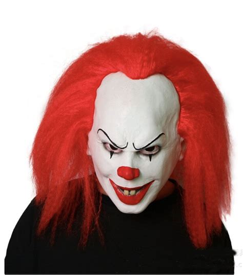 Clown Mask Creepy Red Hair Evil Scary Creepy Ugly Halloween Halloween