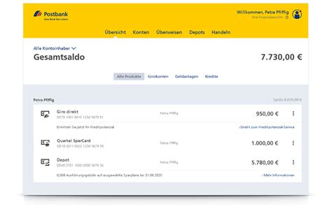 Den login zum postbank banking & brokerage finden sie immer oben rechts. Kontodetails finden im Postbank Banking & Brokerage | Postbank