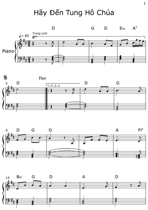 Hãy Đến Tung Hô Chúa Sheet Music For Piano