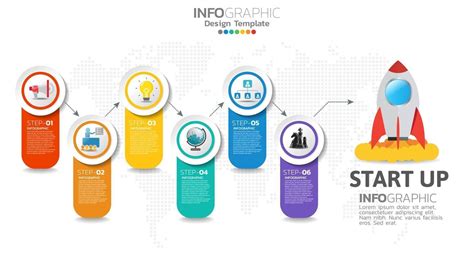 6 Steps Startup Infographics With Rocket Launch Business And Finance