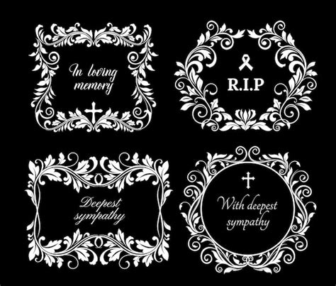 Premium Vector Funeral Vector Frames Isolated Floral Borders