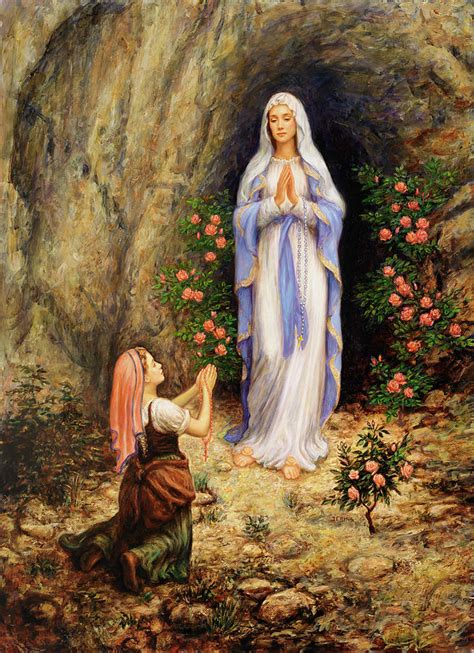 Our Lady Of Lourdes Painting By Edgar Jerins Pixels