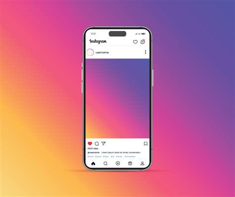 Instagram Home Page Interface With Smartphone Vector Post Mockup