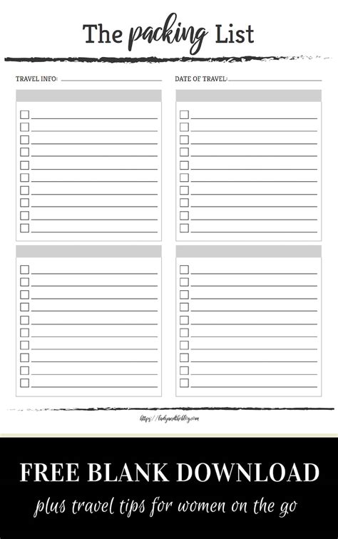 Free Printable Vacation Packing List Template Printable Templates