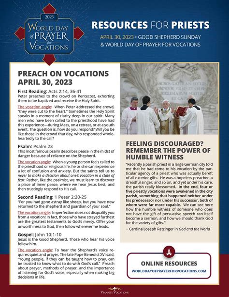 Priest Resource Page—world Day Of Prayer For Vocations Vianney Vocations