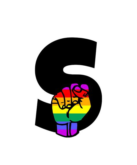 American Sign Language Letter S In Rainbow Colors Digital Art By Norman