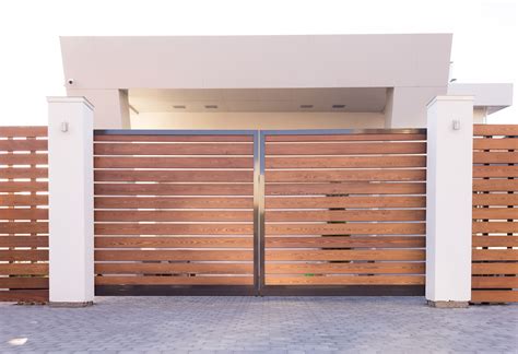 Sliding Gate Made Of Wood With Metal Frame Front Gate Design Door