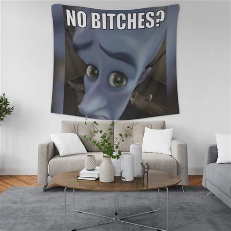 Funny Meme Tapestries Cartoon Tapestry Wall Hanging Megamind No Bitches