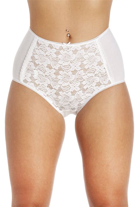 Camille Womens 3 Pack Lace Front Full Briefs White Camille From