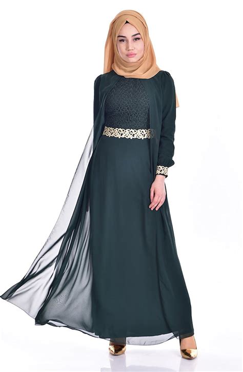 Sefamerve Women S Guipure Detailed Chiffon Islamic Clothing Evening