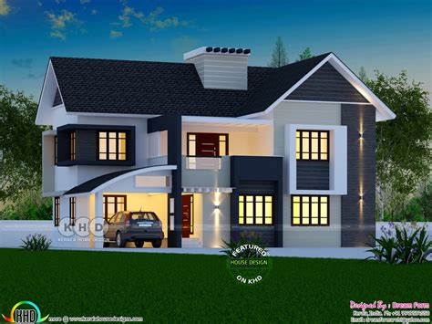 2081 Square Feet Beautiful 4 Bhk Home Kerala Home Design And Floor