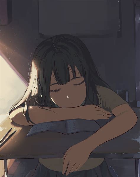 Girl Sleep Study Anime Hd Phone Wallpaper Peakpx