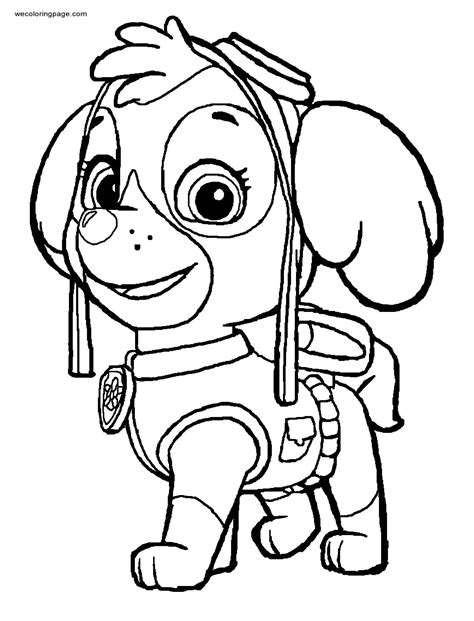 Chase, ryder, rubble, marshall, rocky, zuma, skye, everest, tracker, rex, ella and tuck. Skye Aviation Pup Paw Patrol Coloring Page ...