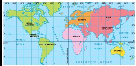 Flat Map Of The World With Longitude And Latitude